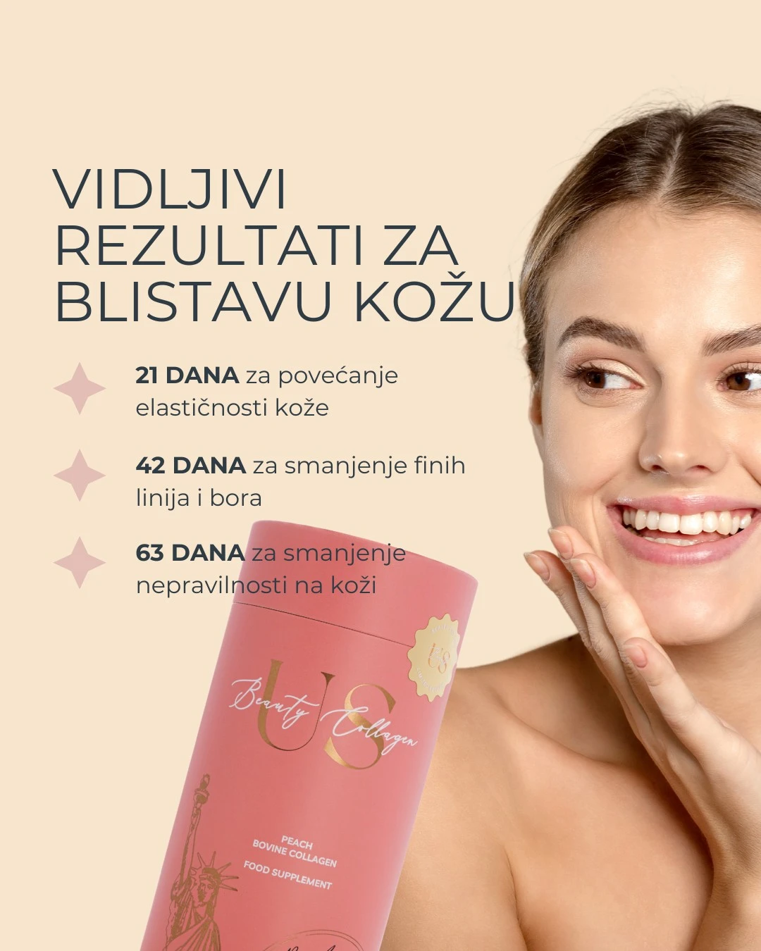 Blistava koža počinje ovde! ✨
Sa US Beauty kolagenom rezultati su vidljivi već nakon 21 dan – elastičnija koža, smanjenje bora i nepravilnosti! 💖

💡 Jedno pakovanje traje 21 dan, a uz naručivanje 2 ili 3 pakovanja dobijaš:
🚚 BESPLATNU dostavu
💰 Veliku uštedu!

Ne čekaj, započni svoju rutinu za blistavu kožu sada! 🌸

#USBeautyCollagen #SavršenaKoža #PrirodnaLepota